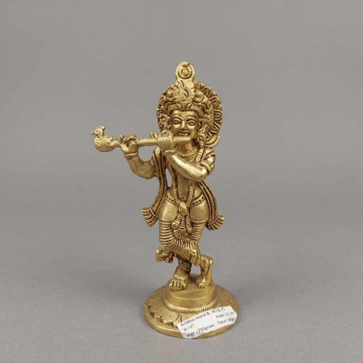 Brass Lord Krishna Idol Small - Image 3