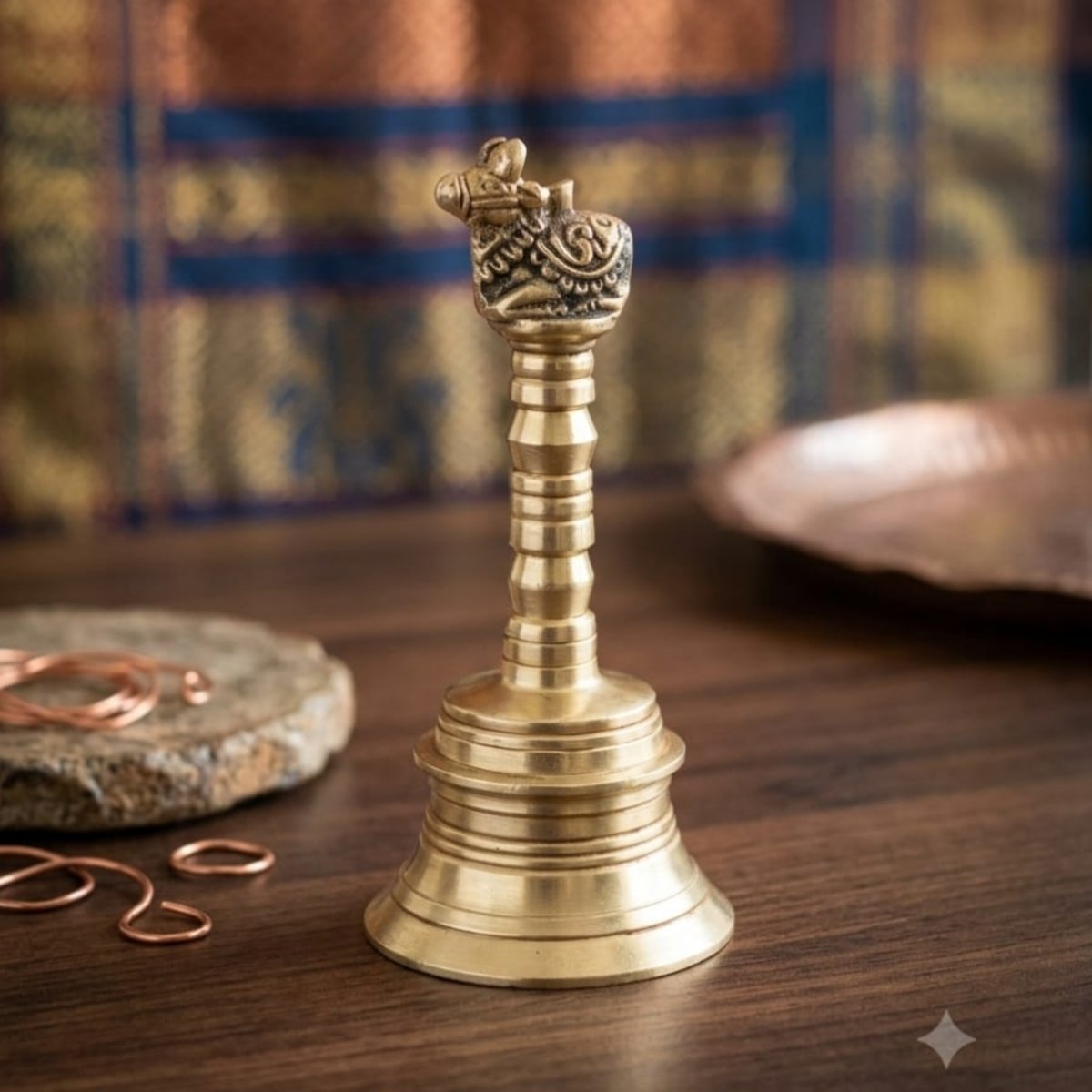 Handcrafted Brass Nandi Pooja Bell - Image 2