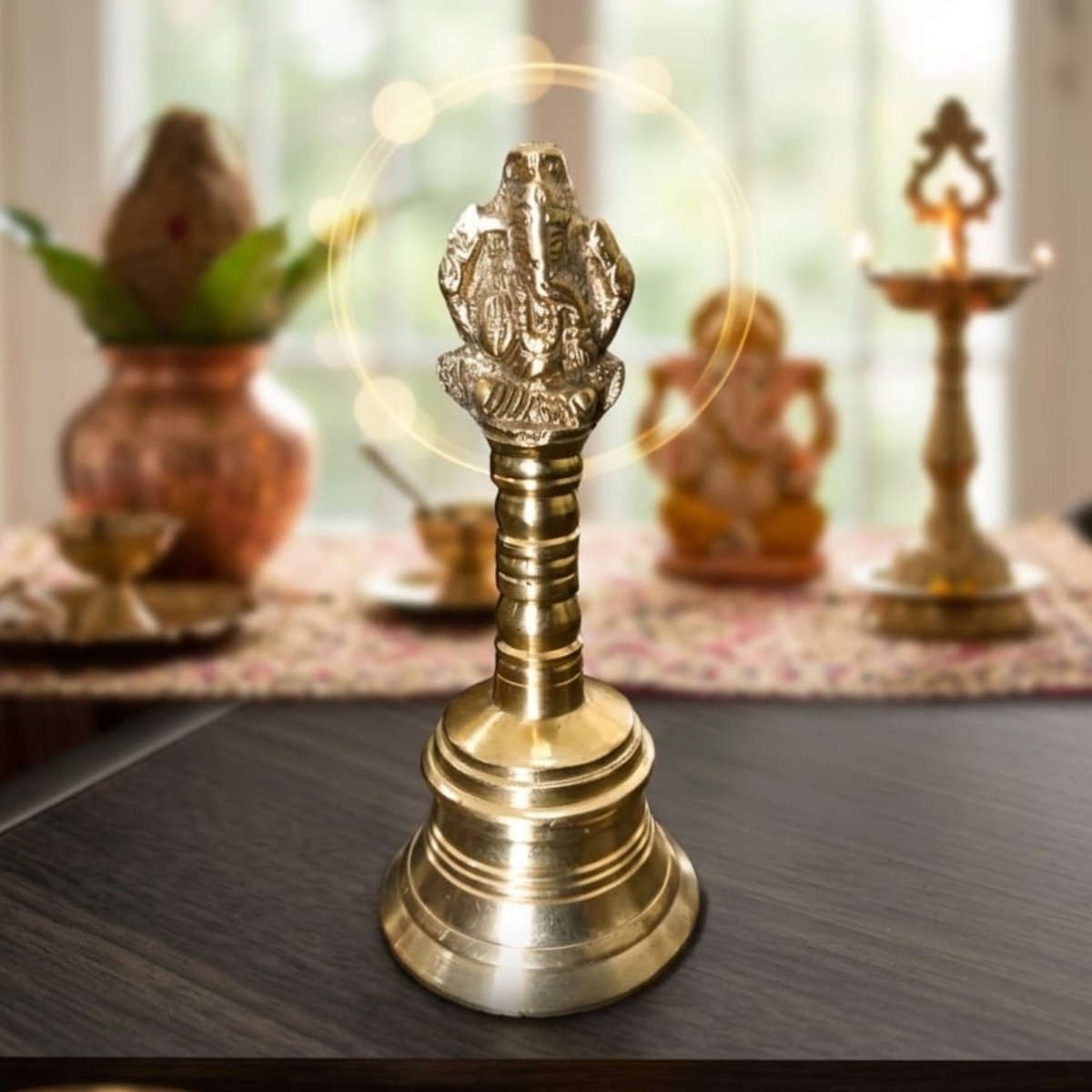 Handcrafted Brass Ganesha Pooja Bell - Image 2